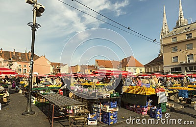 Dolac Market in Zagreb, Croatia Editorial Stock Photo